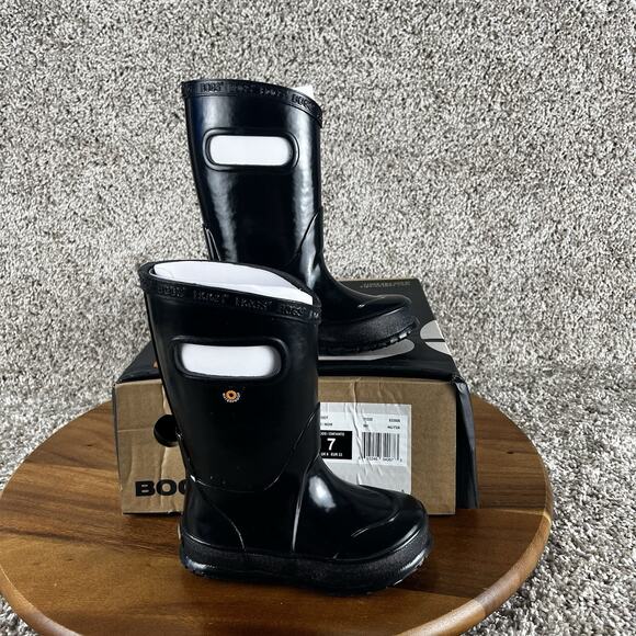 Bogs Kids Boots Rain Boot Size 7 Toddler Solid Lightweight Black Rubber NEW - Picture 1 of 11